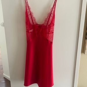 Brand new Victoria’s Secret sexy red slip dress with see through lace top